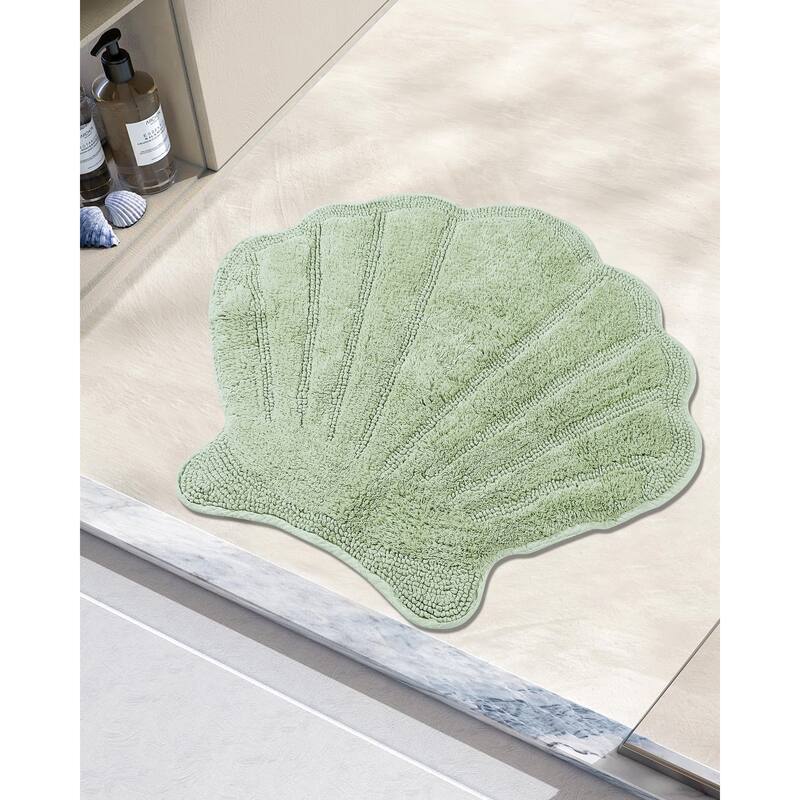 Better Trends Seashell Bath Rug 100% Cotton Absorbent Reversible Bathroom Mat Marilyn Collection