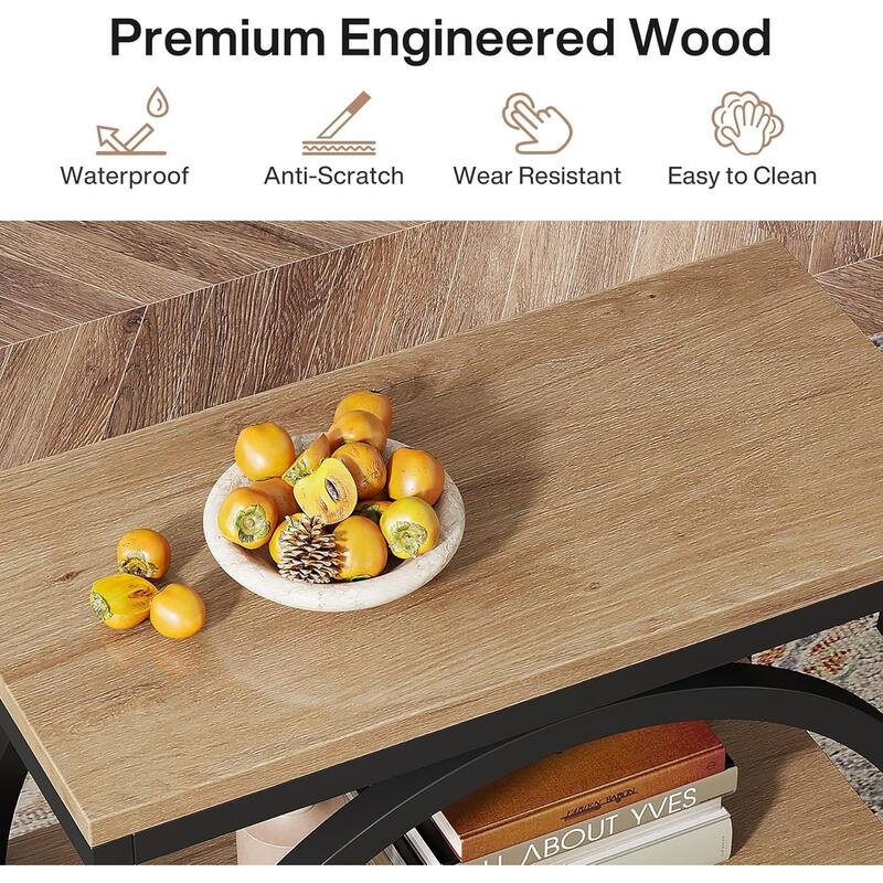 3 Tiers End Table, Wood Side Table for Living Room, Slim Nightstand