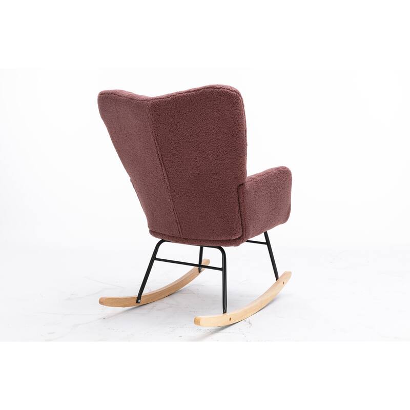 Teddy Fabric Rocking Glider Chair with Wooden Frame and 250lb Weight Capacity