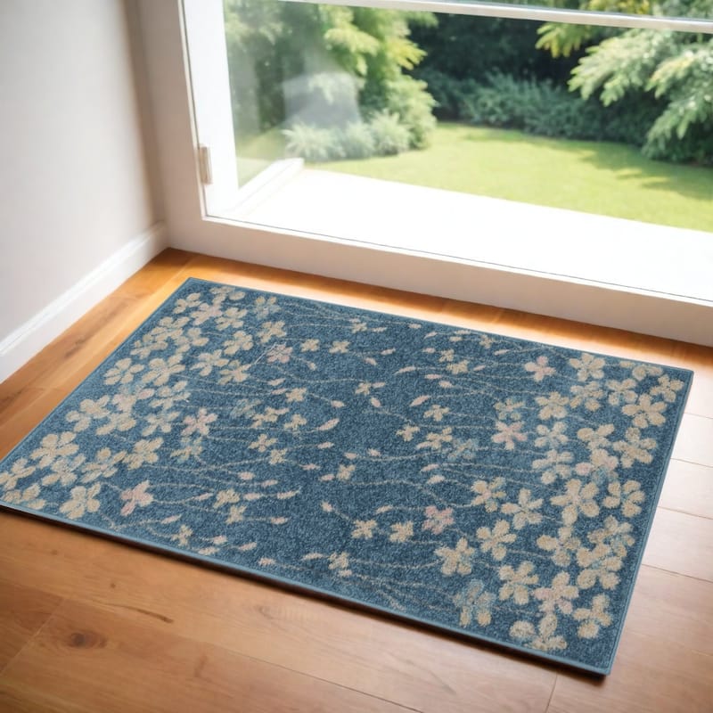 Feqes Power Loomed Stain Resistant Area Rug By HomeRoots - 48' X '24' X '0.5 - 48' X '24' X '0.5 - Oxford Blue - Rectangle