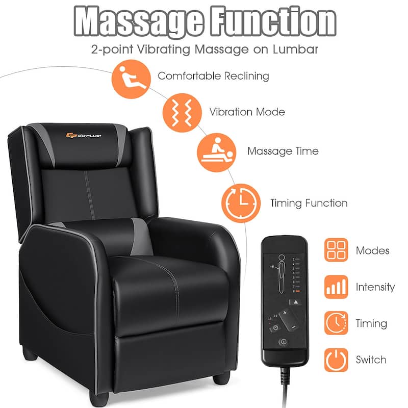Goplus Massage Gaming Recliner Chair Single Living Room Sofa Home