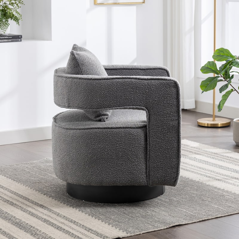 29"W Boucle Upholstered Swivel Armchair Single Sofa