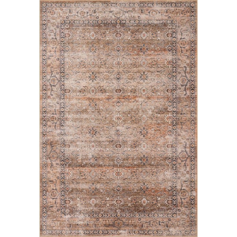 Nuloom Rania SplashGuard Medallion Machine Washable Area Rug - 8' x 10' - Taupe - Rectangle