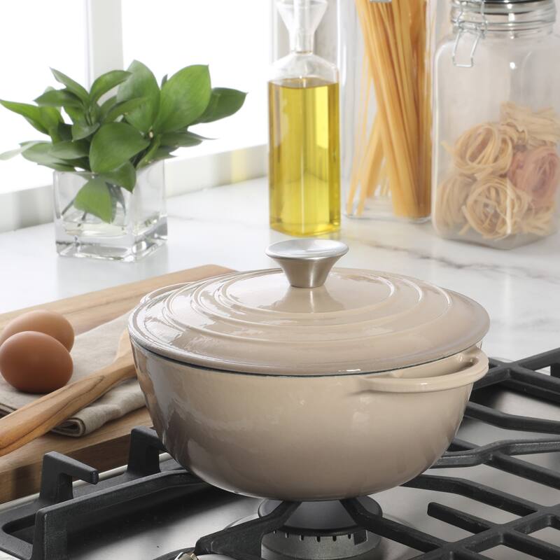 Gibson Home 2.65 Qt Enameled Cast Iron Dutch Oven Pot with Lid - Round, Ideal for Bread Baking & Stews