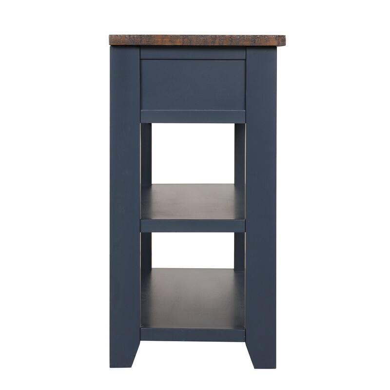 48'' Solid Pine Wood Top Console Table, Modern Entryway Sofa Side Table with 3 Storage Drawers and 2 Shelves. Easy to Assemble