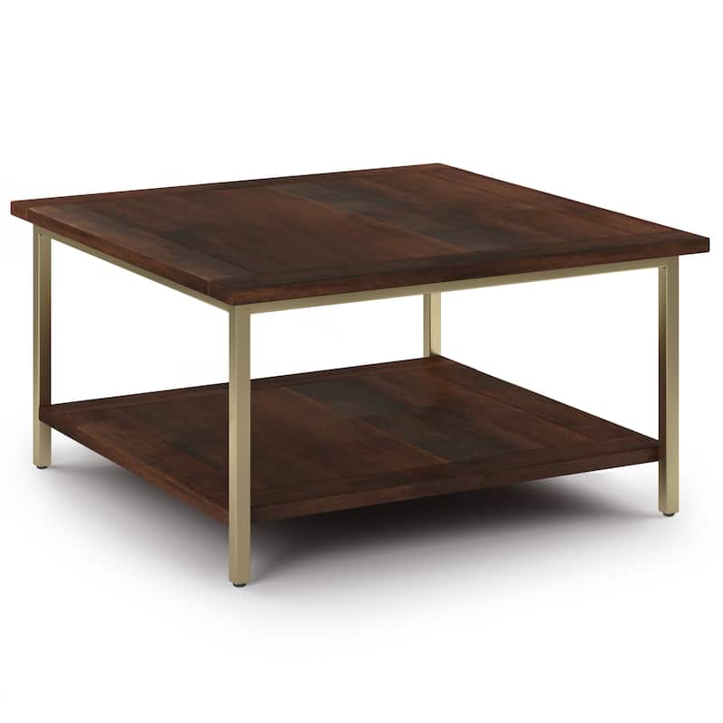 WYNDENHALL Rhonda Solid Mango Wood & Metal Industrial Coffee Table - 34 W x 34 D x 18 H