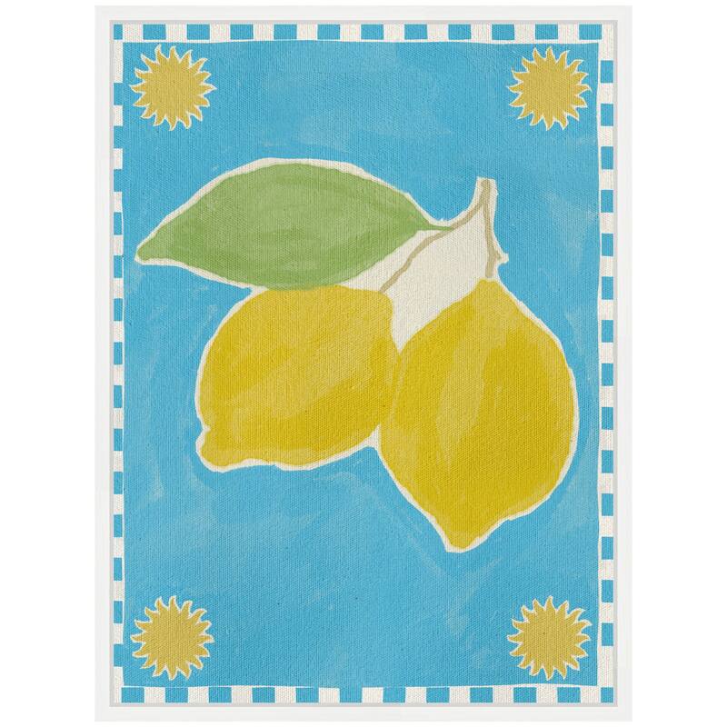 Kate and Laurel Sylvie Lush Duo 2 Lemon Framed Canvas by Shatha Al Dafai