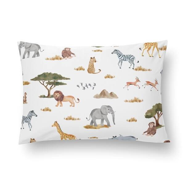 slide 2 of 6, Sweet Jojo Designs Jungle Animals Boy Girl Unisex/Gender Neutral Toddler Pillow with Pillowcase 13x18 in. Wildlife Safari Animal