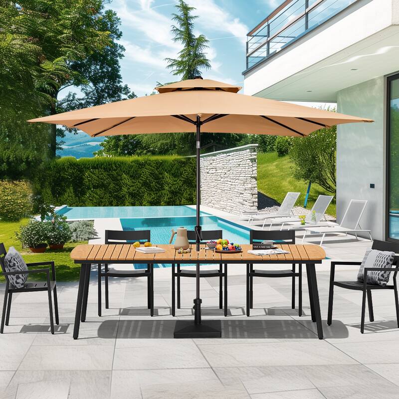 Pellebant Patio Dining Table Rectangular Aluminum Outdoor Table