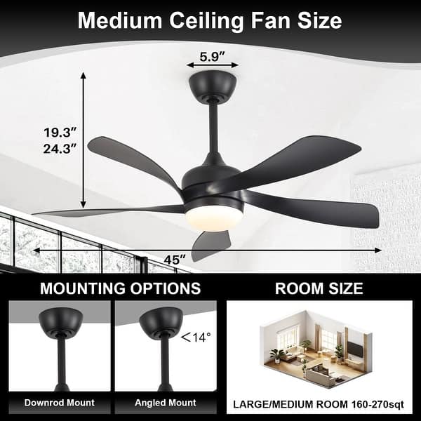 dimension image slide 2 of 10, Sofucor 45/52 Inch Ceiling Fan with Remote & Lights Quiet DC Motor 5 Blade High CFM Modern Fan