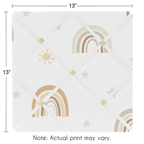 Neutral Boho Rainbow 13in Fabric Memory Photo Bulletin Board Mustard Yellow Pumpkin Orange Bohemian Sunshine Modern Vintage Gold