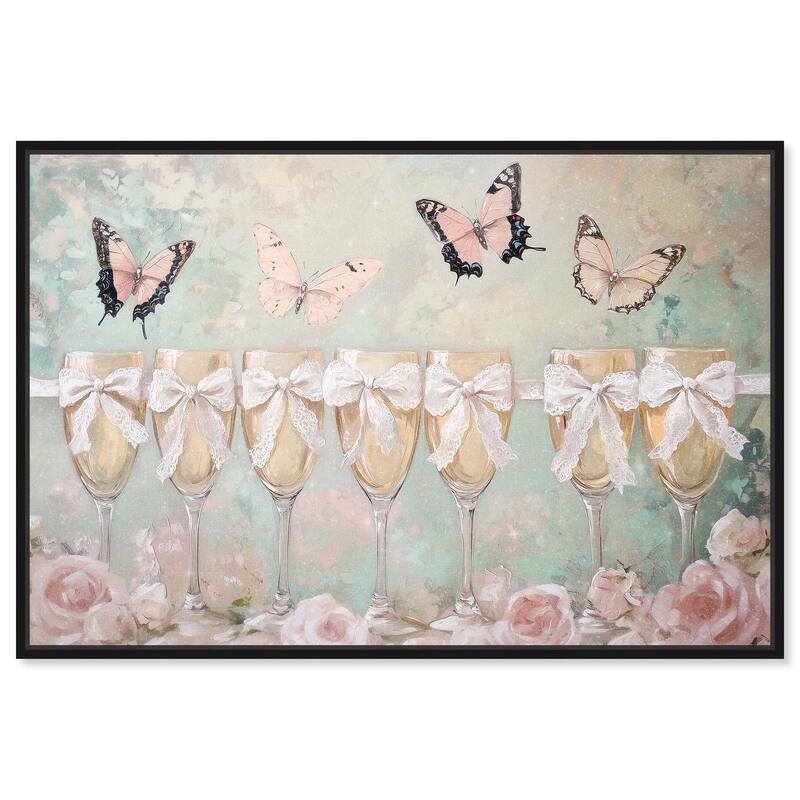 Champagne Mint and Pink Glass Canvas by Art Remedy - Black - 36" x 24"