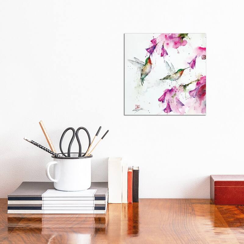 iCanvas "Hummingbirds And Floral" by Dean Crouser Canvas Print - 12x12x1.5