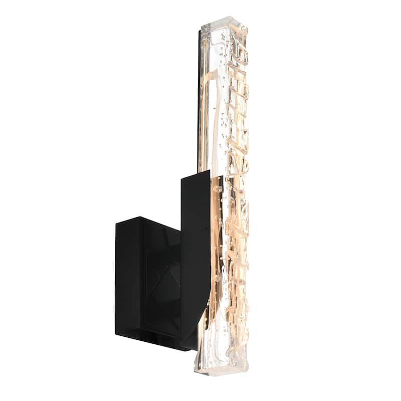 Valira Integrated LED Black Wall Light with Handcrafted Glass