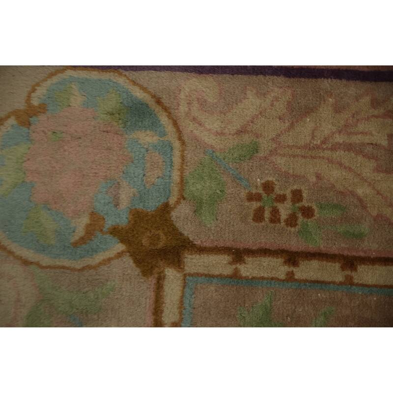 Hand Knotted Oriental 100% Wool Carpet Traditional Floral Oranges & Rust Art Deco Area Rug - 11' 9'' X 8' 11''