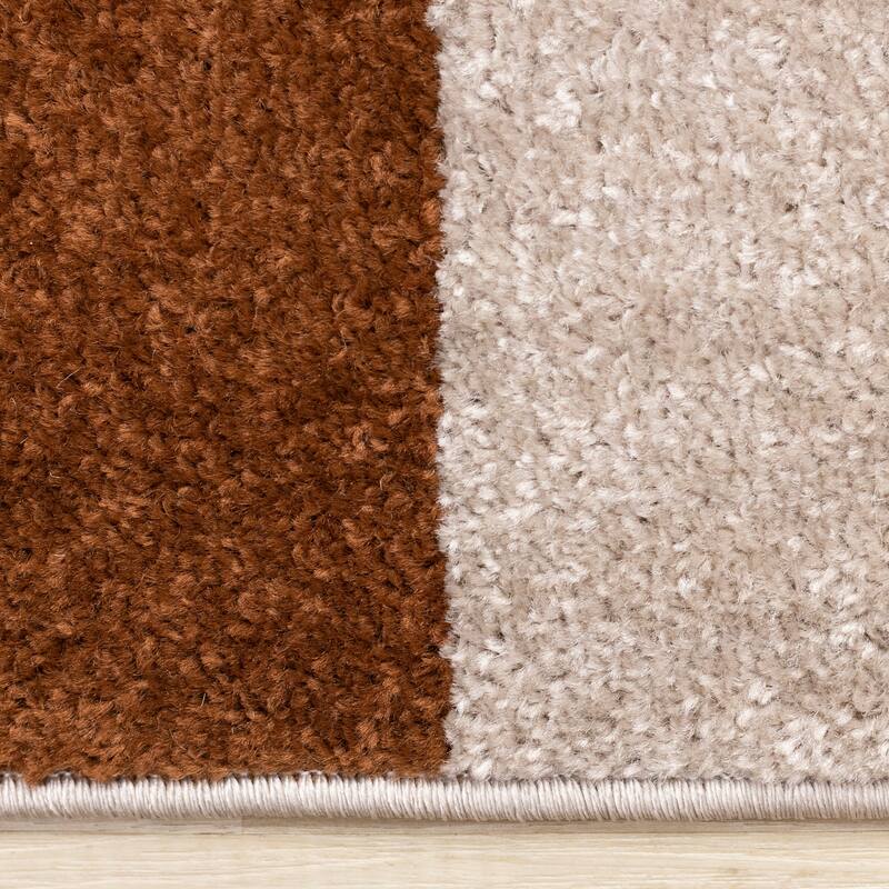 Marley Collection - Abstract Geometric Taupe Oxblood Area Rug