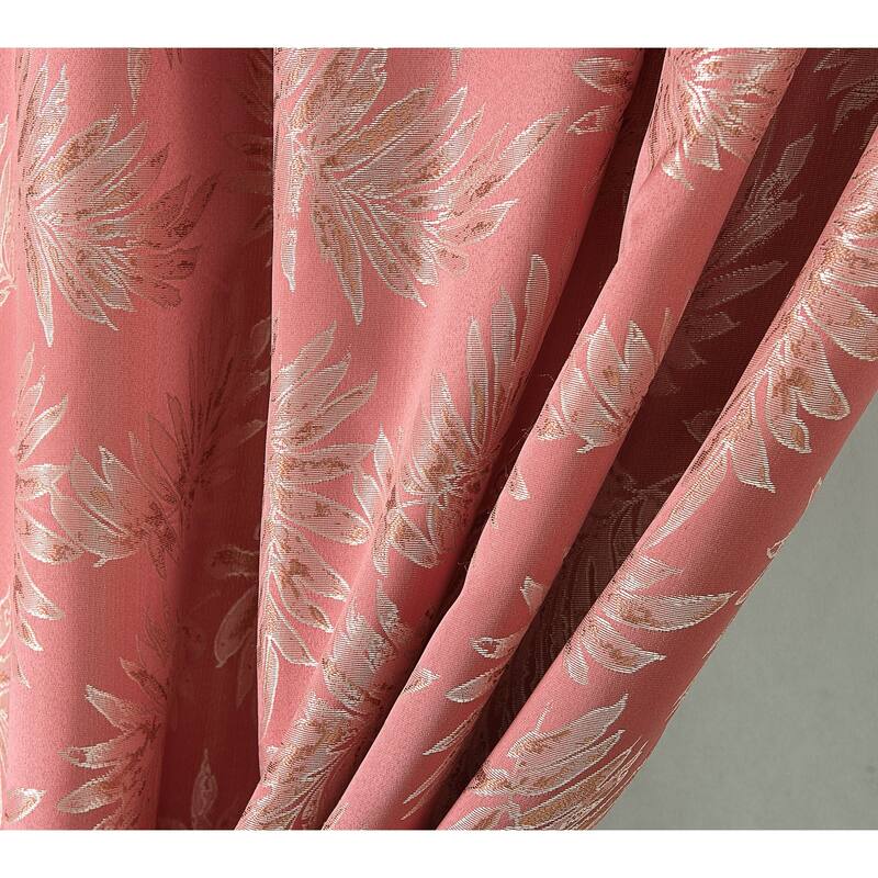 Gracewood Hollow Bao Textured Floral Jacquard Single Rod Pocket Curtain Panel w/ Attached 18-inch Valance - 54 x 84 in.