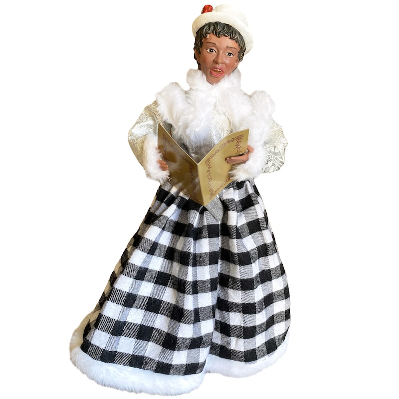 15-18" Black and White Plaid Black Carolers, Set of 4