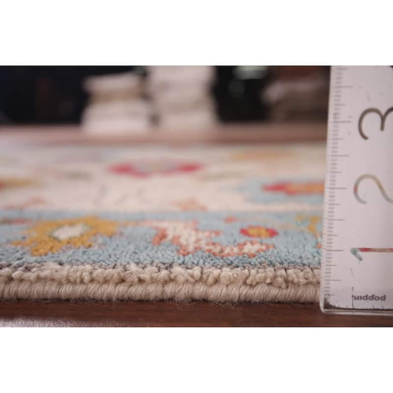 Floral Ivory Oushak Oriental Foyer Rug Handmade Wool Carpet - 2'6"x 5'10"