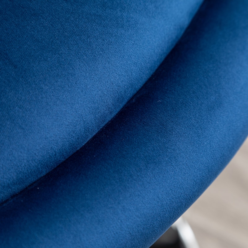 Blue Modern 28.25" Velvet Swivel Button Tufted Accent Chair with Hydraulic Base