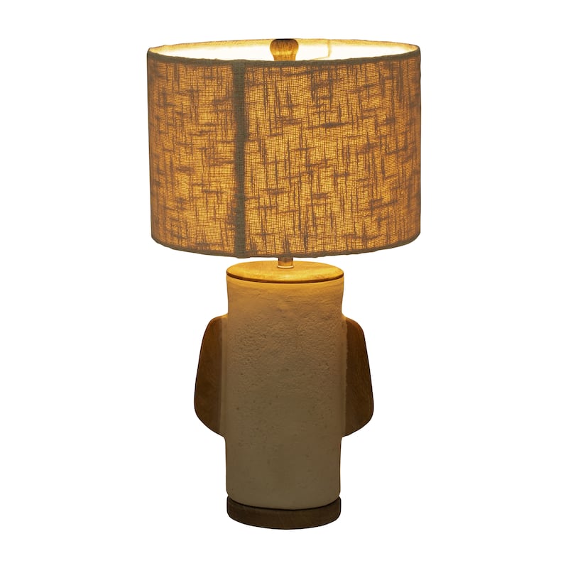 Sagebrook Home Neutral Textured 24" Unique Table Lamp, Ivory, Cylinder - 13" x 13" x 24"