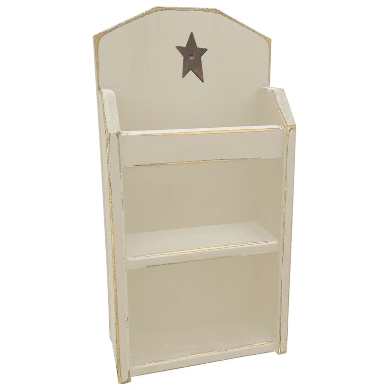 Farmhouse Magazine Rack - Straight Edges - Antique White