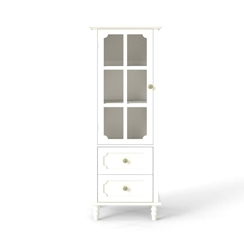 Storage Accent Cabinet Sideboard Buffet, Credenza with Glass Doors and Drawer for Dining Room, Entryway and Living Room