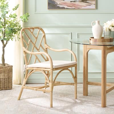SAFAVIEH Home Olala Rattan Arm Dining Chair - 23"W x 20"D x 37"H