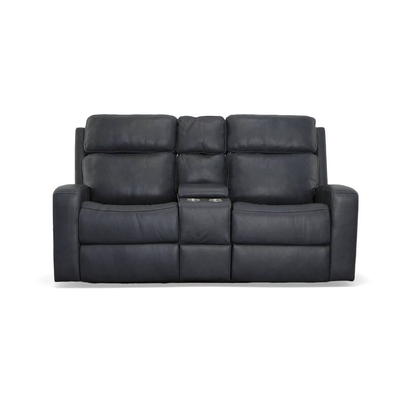 Cody Shadow Power Reclining Loveseat with Console & Power Headrests by Flexsteel - 75" x 41" x 40"