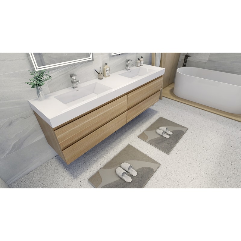 Baillie 84'' Wall-Mounted Vanity with Double Reinforced Acrylic Sink