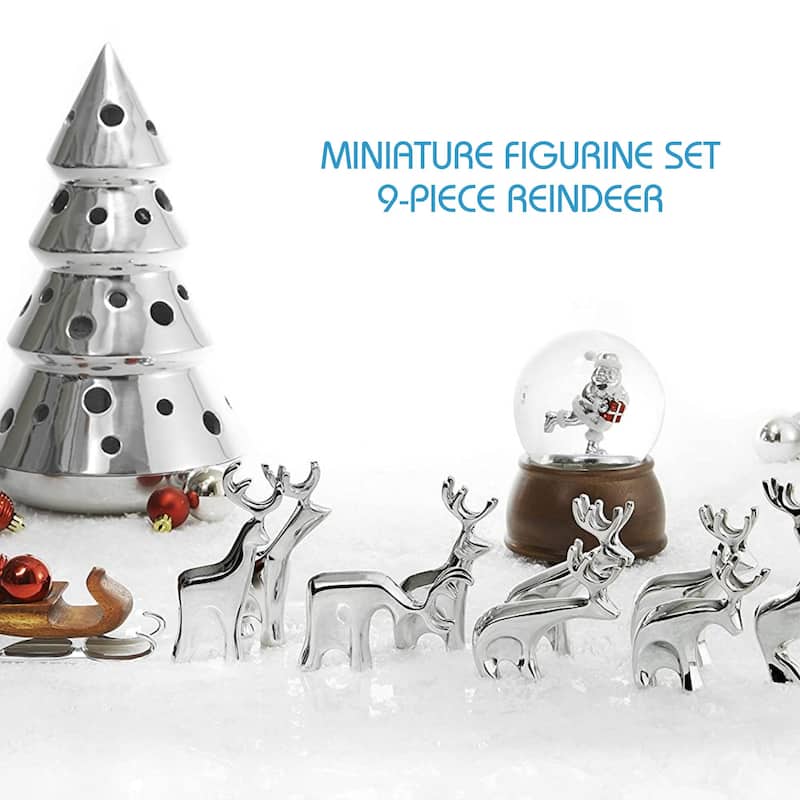 Nambe Miniature Reindeer 9pc Set