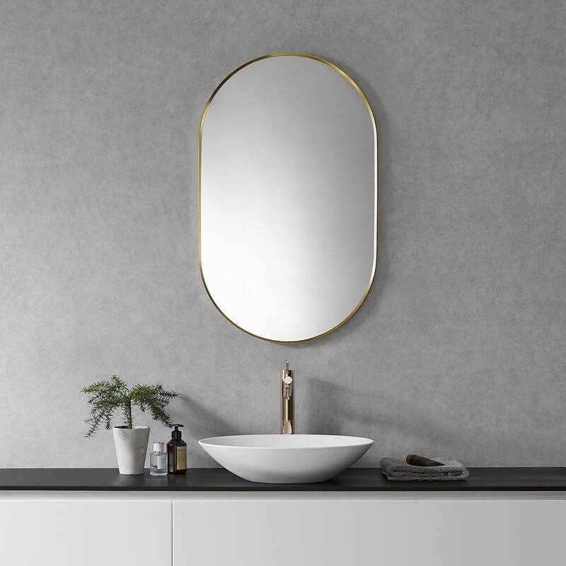 Altair Ispra Oval Bathroom/Vanity Aluminum Framed Wall Mirror - 36 in.