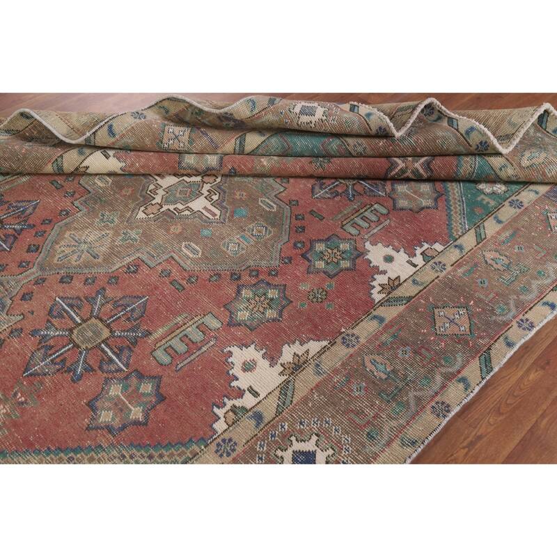 Distressed Tabriz Persian Antique Rug Home Décor Handmade Wool Carpet - 6'6" x 9'8"