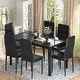 preview thumbnail 1 of 22, Grondin Modern Style 7-Piece Dining Room Table Set with Tempered Glass Tabletop and 6 PU Leather Upholstered Chairs