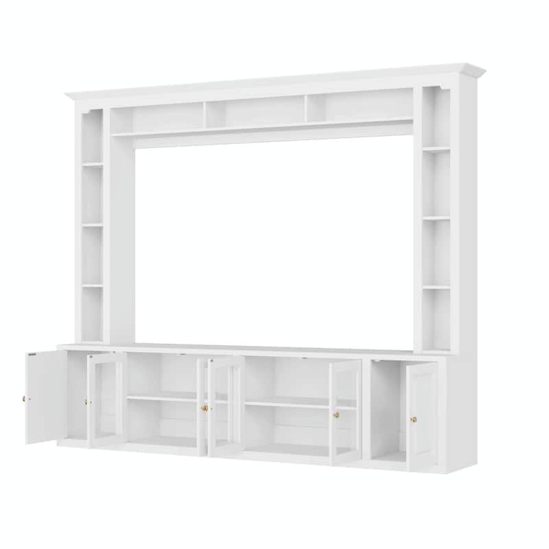 4-Piece Modern Entertainment Center Wall Unit with Bookshelves - All-in-1 Large TV Stand for TVs Up to 80"