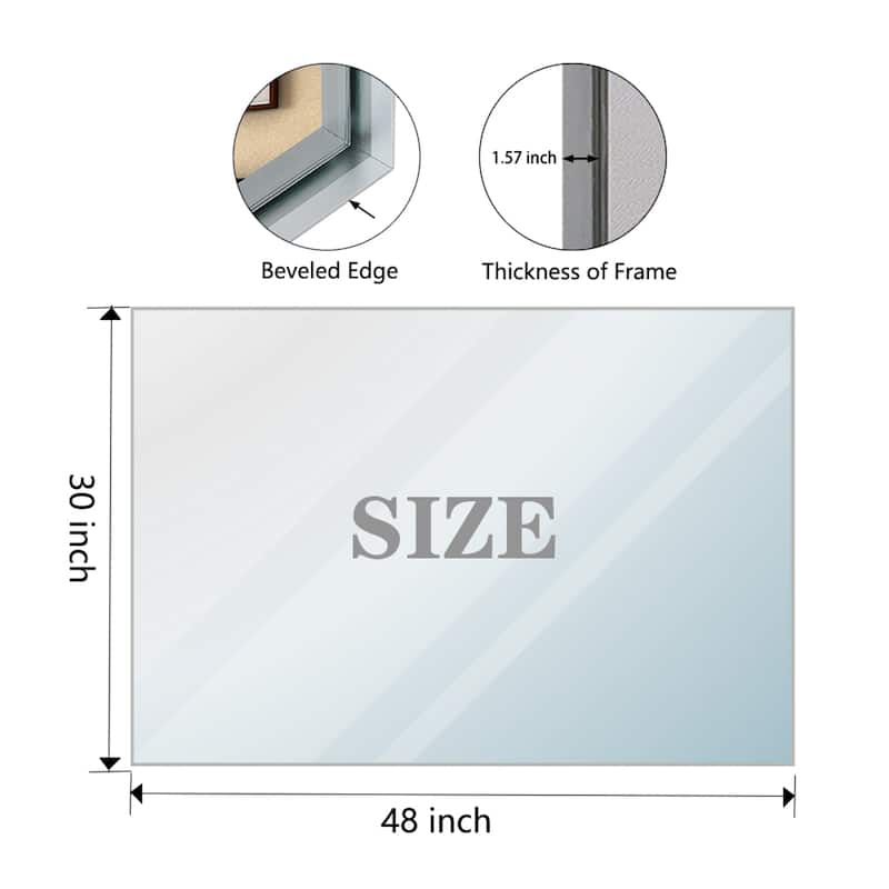 Silver Rectangular Wall-mounted Beveled Bathroom Mirror
