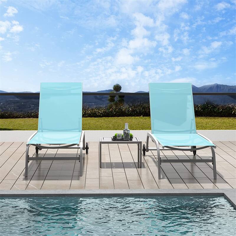 Two Outdoor Lounge Chairs with 1 Table