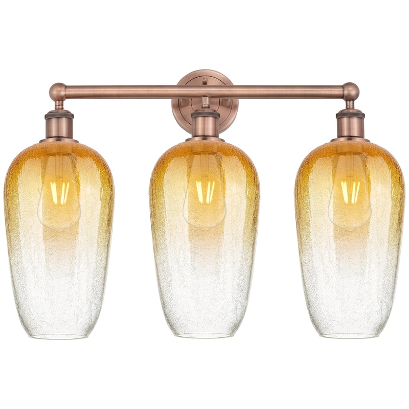 Innovations Lighting 616-3W-18-25 Brookhaven Flute Vanity Brookhaven - Antique Copper / Amber
