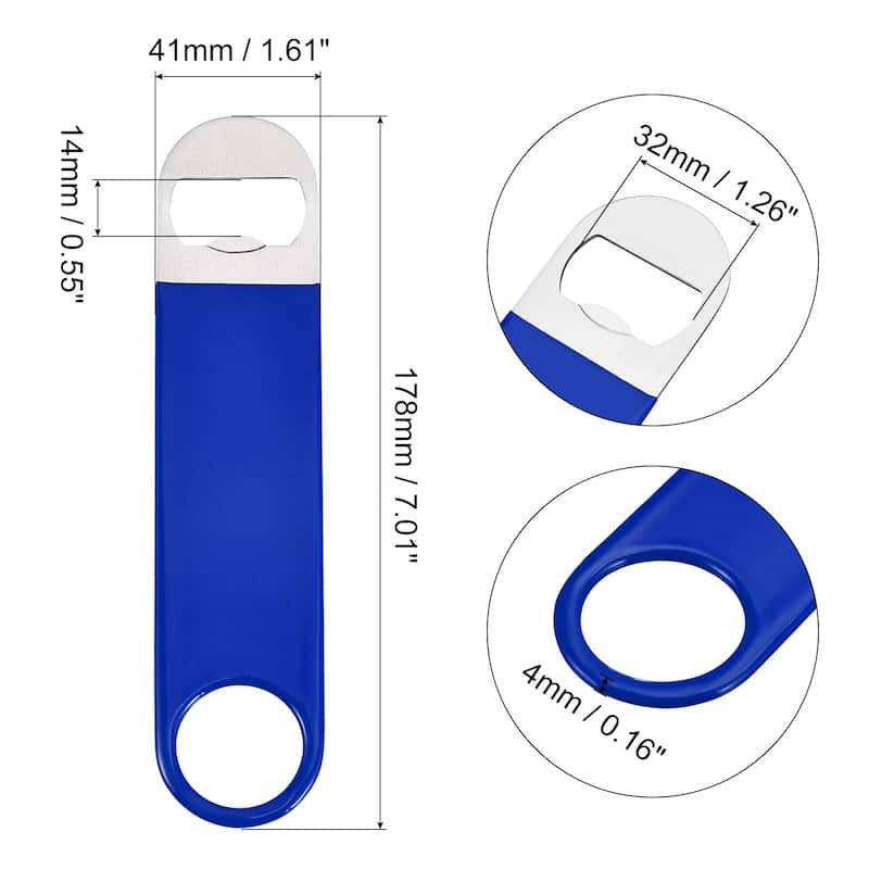 Bottle Opener, 2pcs 7" Stainless Steel Flat Beer Bottle Opener - Blue