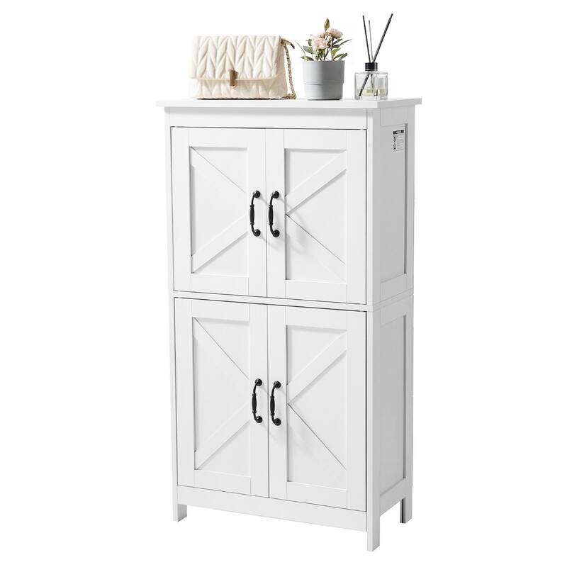 Freestanding Bathroom Cabinet with 4 Doors for Home Storage - 11.8 x 23.6 x 43.3 in