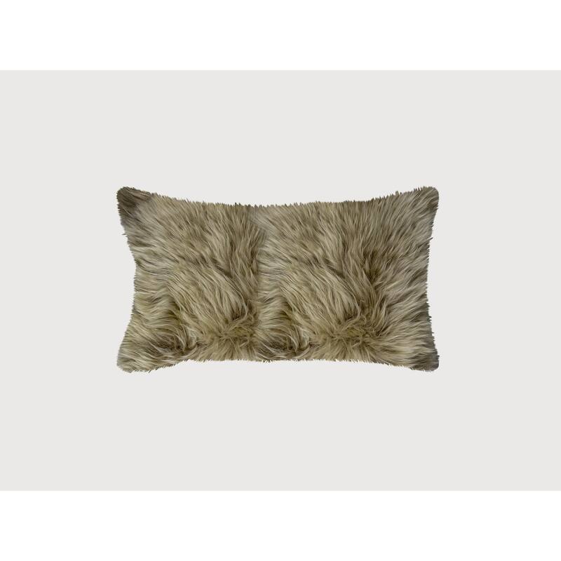 Taupe Natural Sheepskin Lumbar Pillow