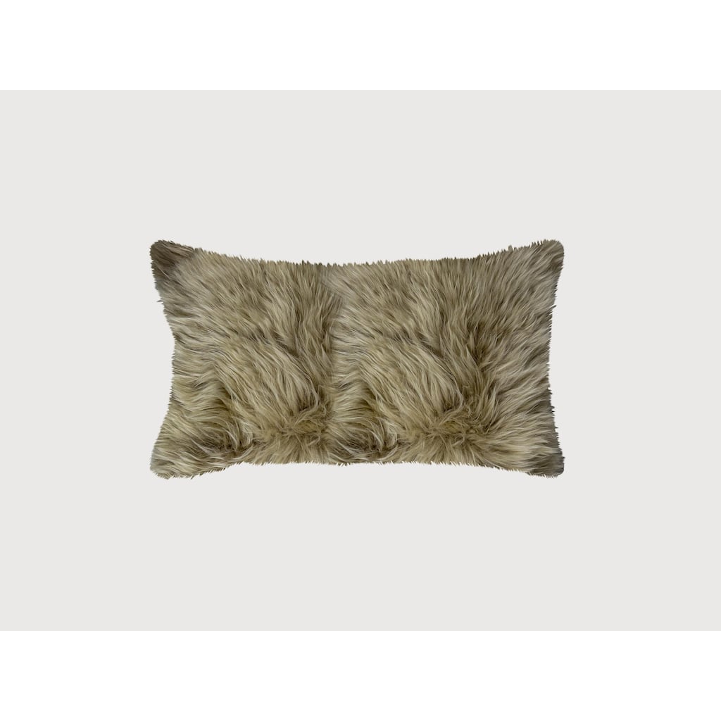 Taupe Natural Sheepskin Lumbar Pillow
