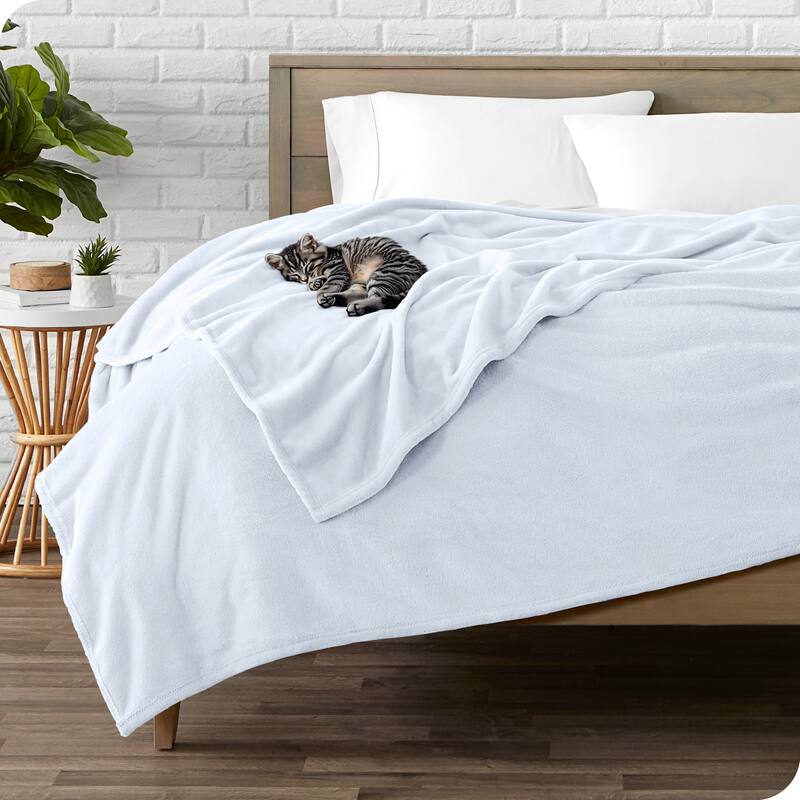 Bare Home Microplush Fleece Blanket - Ultra-Soft - Cozy Fuzzy Warm - Throw - Blue Mist