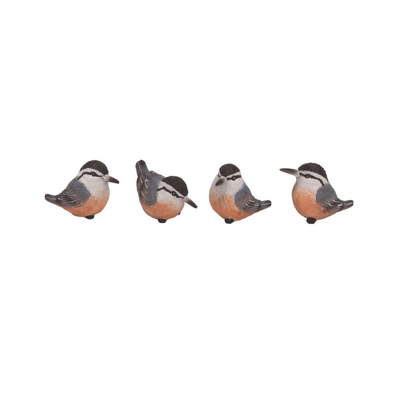 Transpac Small Resin Nuthatch Bird Set of 4 Spring Home Decorations