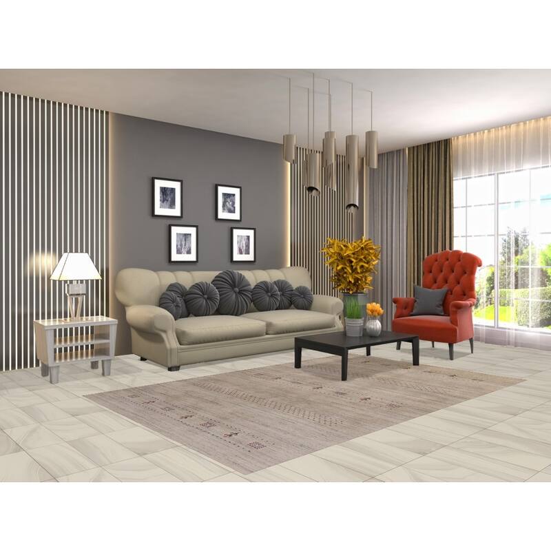 Hand Knotted Oriental 100% Wool Carpet Tribal Tribal Beige & Ivories Gabbeh Area Rug - 7' 9'' X 5' 0''