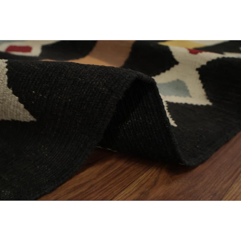 Hand Woven Oriental 100% Wool Carpet Southwestern Modern Multi-Colored Kilim Area Rug - 14' 2'' X 9' 8''