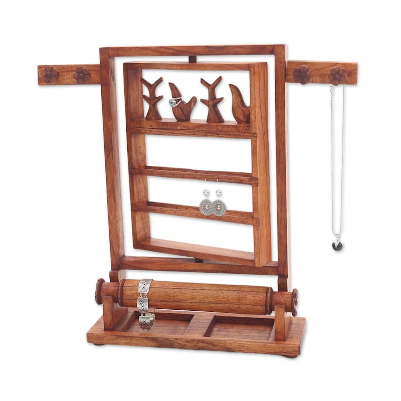 Novica Handmade Serene Forest In Brown Wood Jewelry Stand