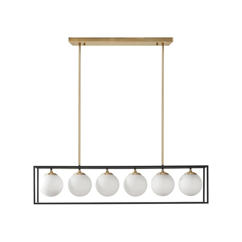 INK+IVY Helena 6-Light Frosted Glass Globe Linear Chandelier