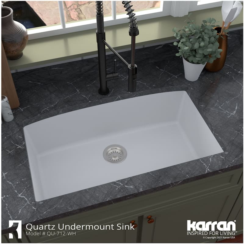 Karran USA QU-712-PK1 Quartz QU 32" Undermount Single Basin Quartz