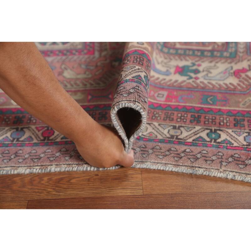 Tribal Meshkin Persian Vintage Runner Rug Hand-Knotted Wool Carpet - 3'11" x 10'5"